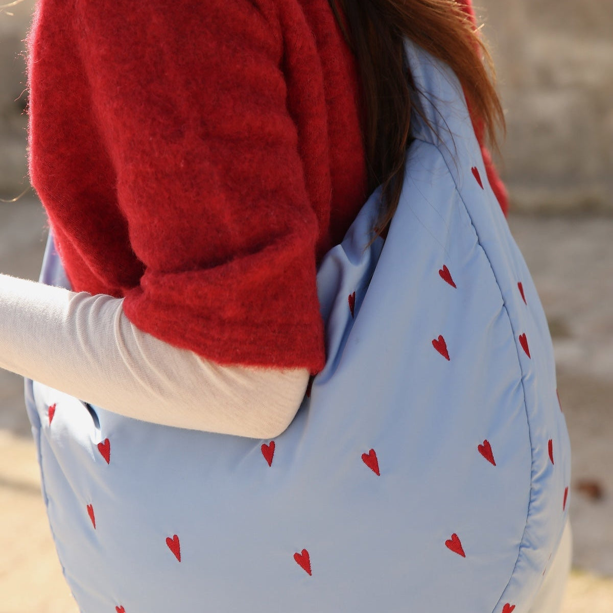 Crossbody taška STUDIO NOOS Light Blue Hearts Puffy | Lavly.cz