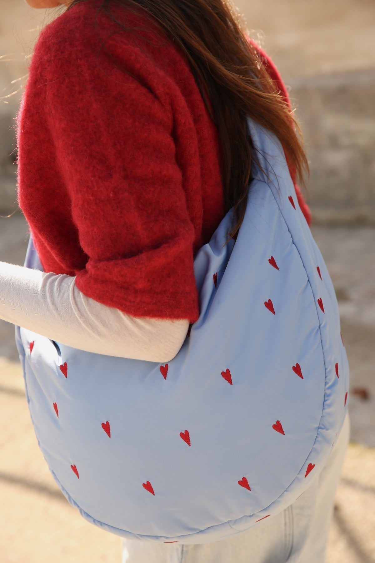 Crossbody taška STUDIO NOOS Light Blue Hearts Puffy | Lavly.cz