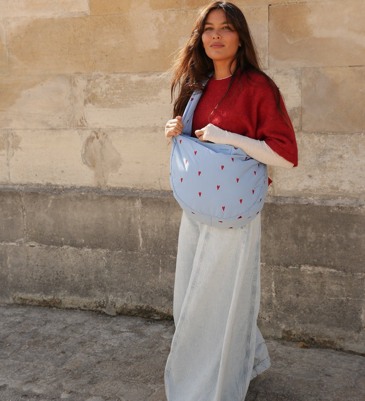 Crossbody taška STUDIO NOOS Light Blue Hearts Puffy | Lavly.cz