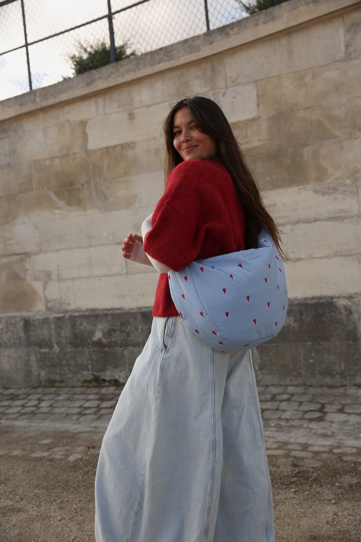 Crossbody taška STUDIO NOOS Light Blue Hearts Puffy | Lavly.cz