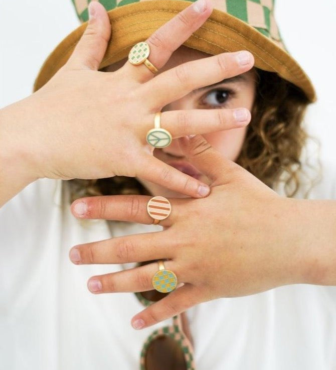 Dětské prstýnky GRECH & CO. Stripe 2 kusy | Stylové doplňky pro děti a ženy | Lavly.cz