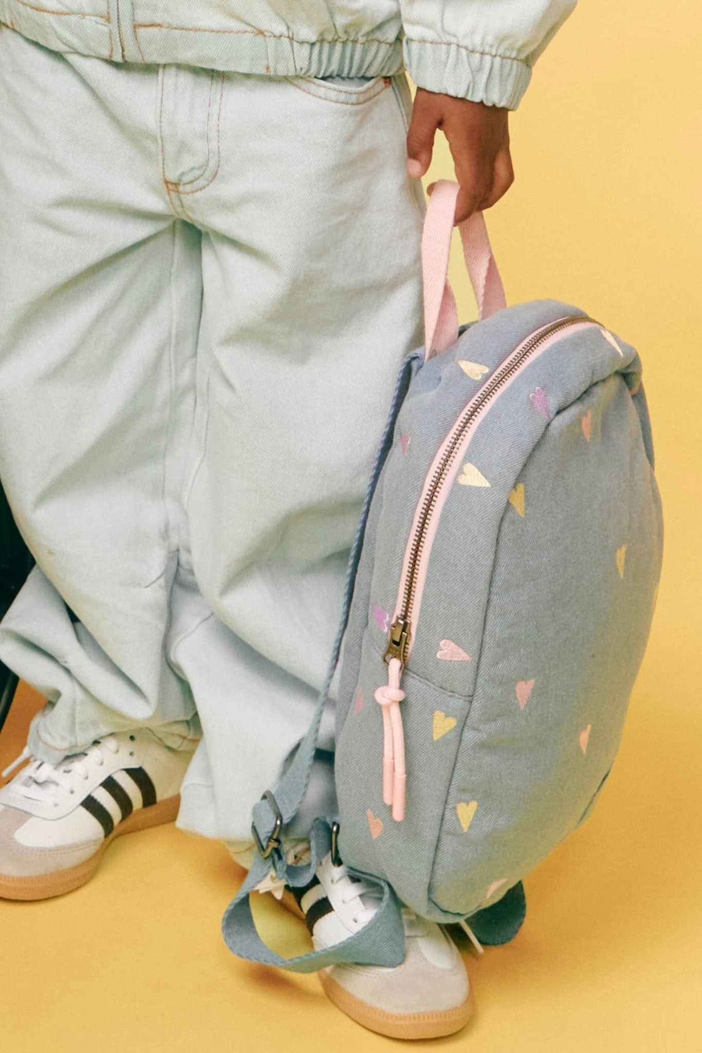 Dětský batoh STUDIO NOOS Mini Light Blue Hearts Denim | Lavly.cz