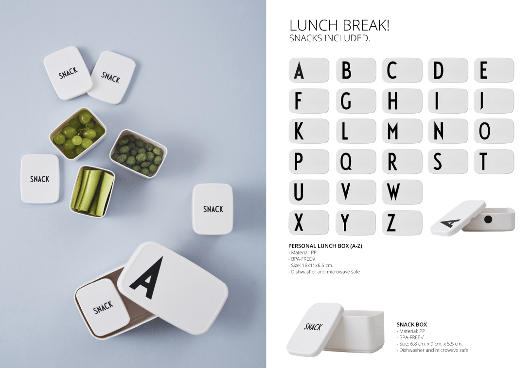 Dětský personalizovaný svačinový box DESIGN LETTERS | Stylové doplňky pro děti a ženy | Lavly.cz