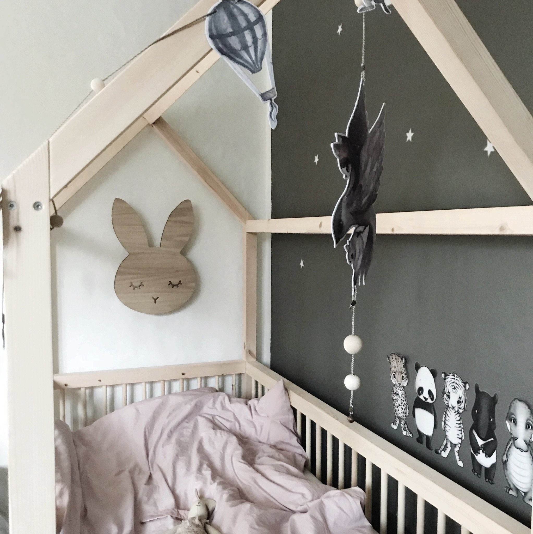 Dotyková nástěnná lampa MASELIVING Spící králíček dub | Stylové doplňky pro děti a ženy | Lavly.cz