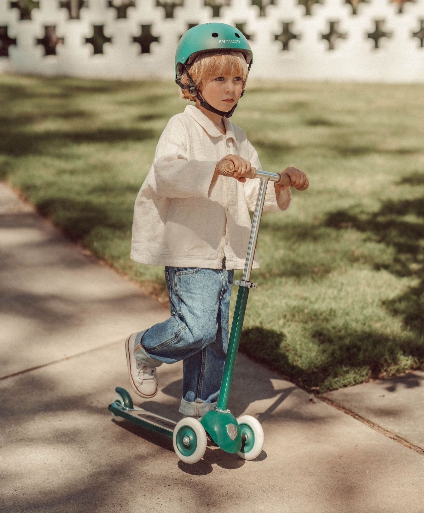 Koloběžka s košíkem BANWOOD Green | Stylové doplňky pro děti a ženy | Lavly.cz