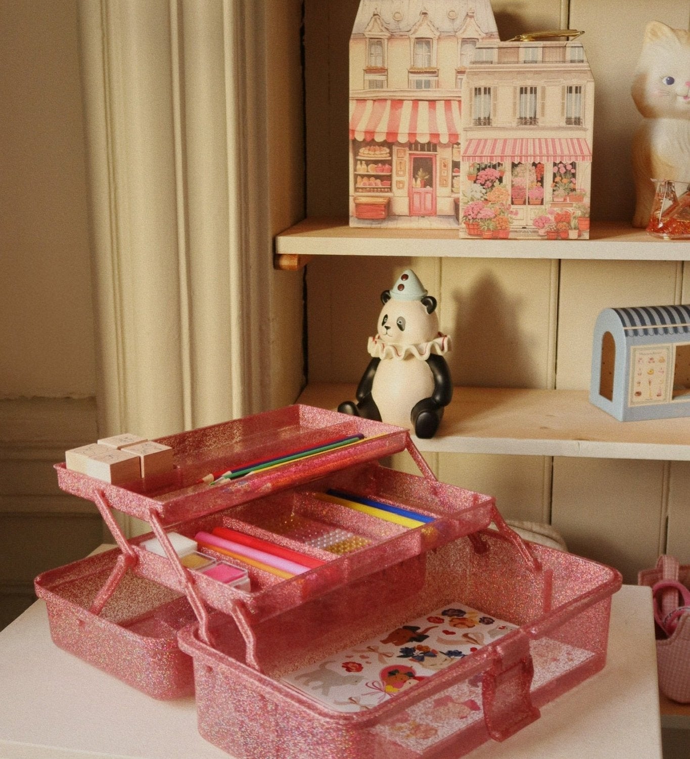 Kreativní kufřík na tvoření – organizér KONGES SLOJD Glitter Rose | Stylové doplňky pro děti a ženy | Lavly.cz