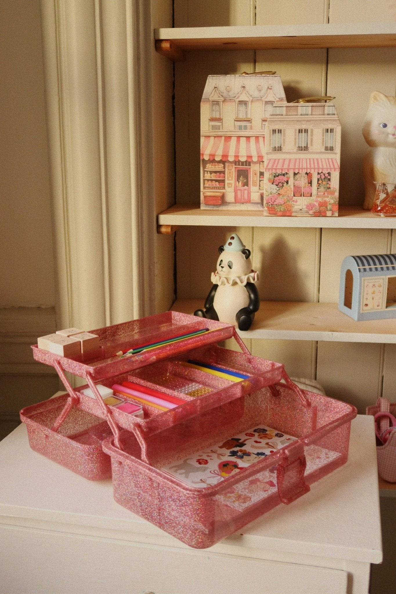 Kreativní kufřík na tvoření – organizér KONGES SLOJD Glitter Rose | Stylové doplňky pro děti a ženy | Lavly.cz