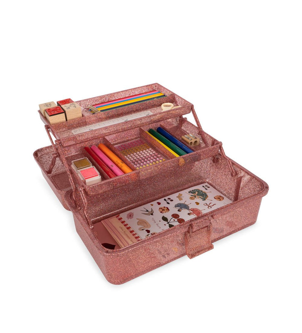 Kreativní kufřík na tvoření – organizér KONGES SLOJD Glitter Rose | Stylové doplňky pro děti a ženy | Lavly.cz