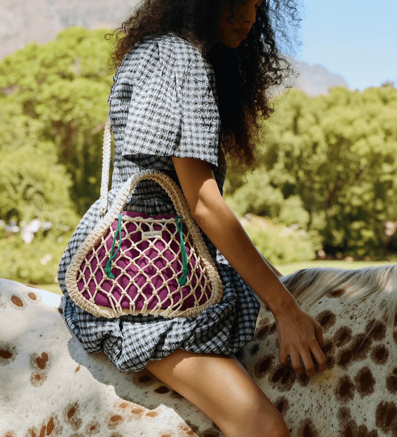 Macrame kabelka STUDIO NOOS Mini Handbag Natural Purple Green | Lavly.cz