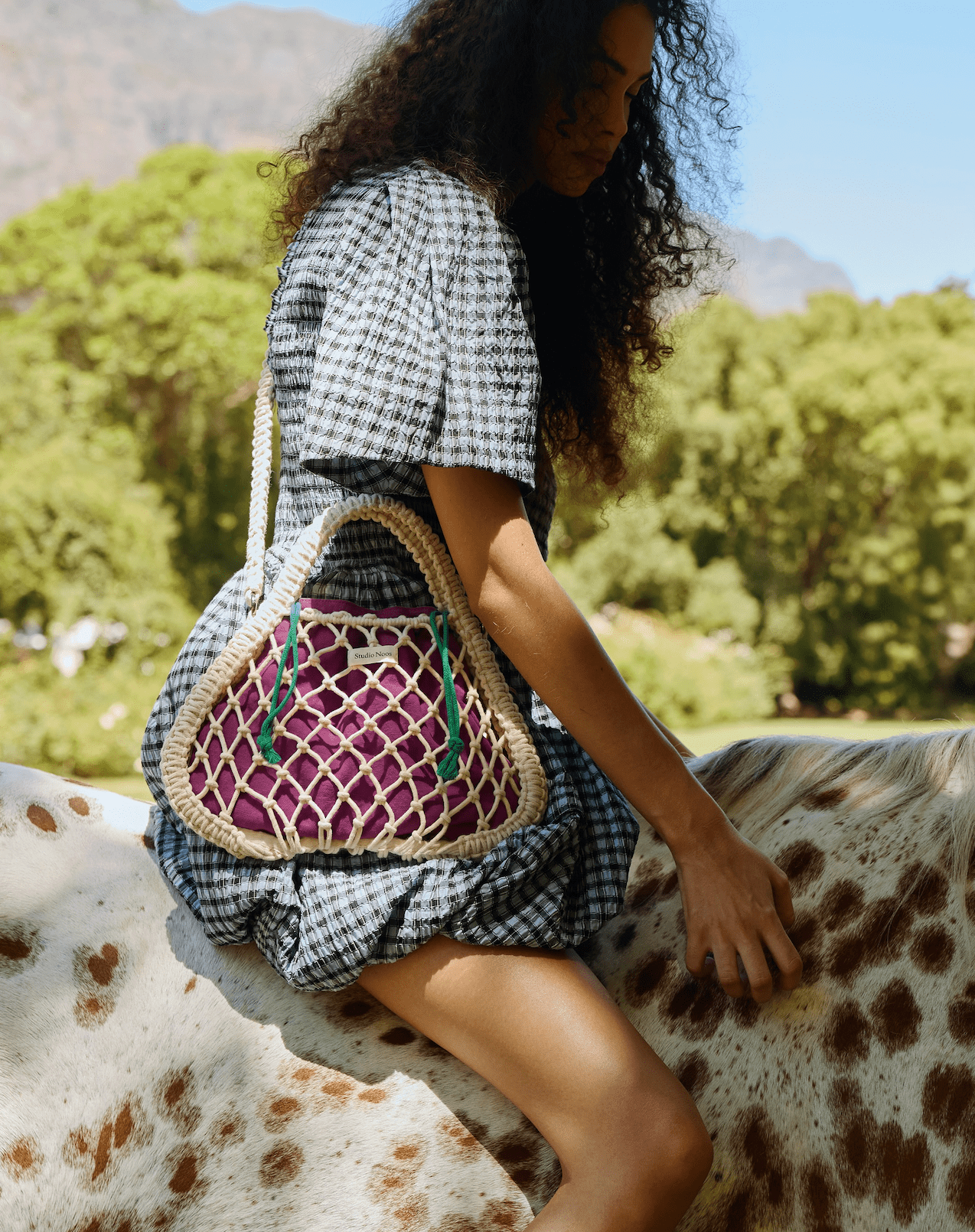 Macrame kabelka STUDIO NOOS Mini Handbag Natural Purple Green | Lavly.cz