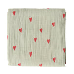 Mušelínová plena STUDIO NOOS Green Hearts 120 x 120 cm | Lavly.cz