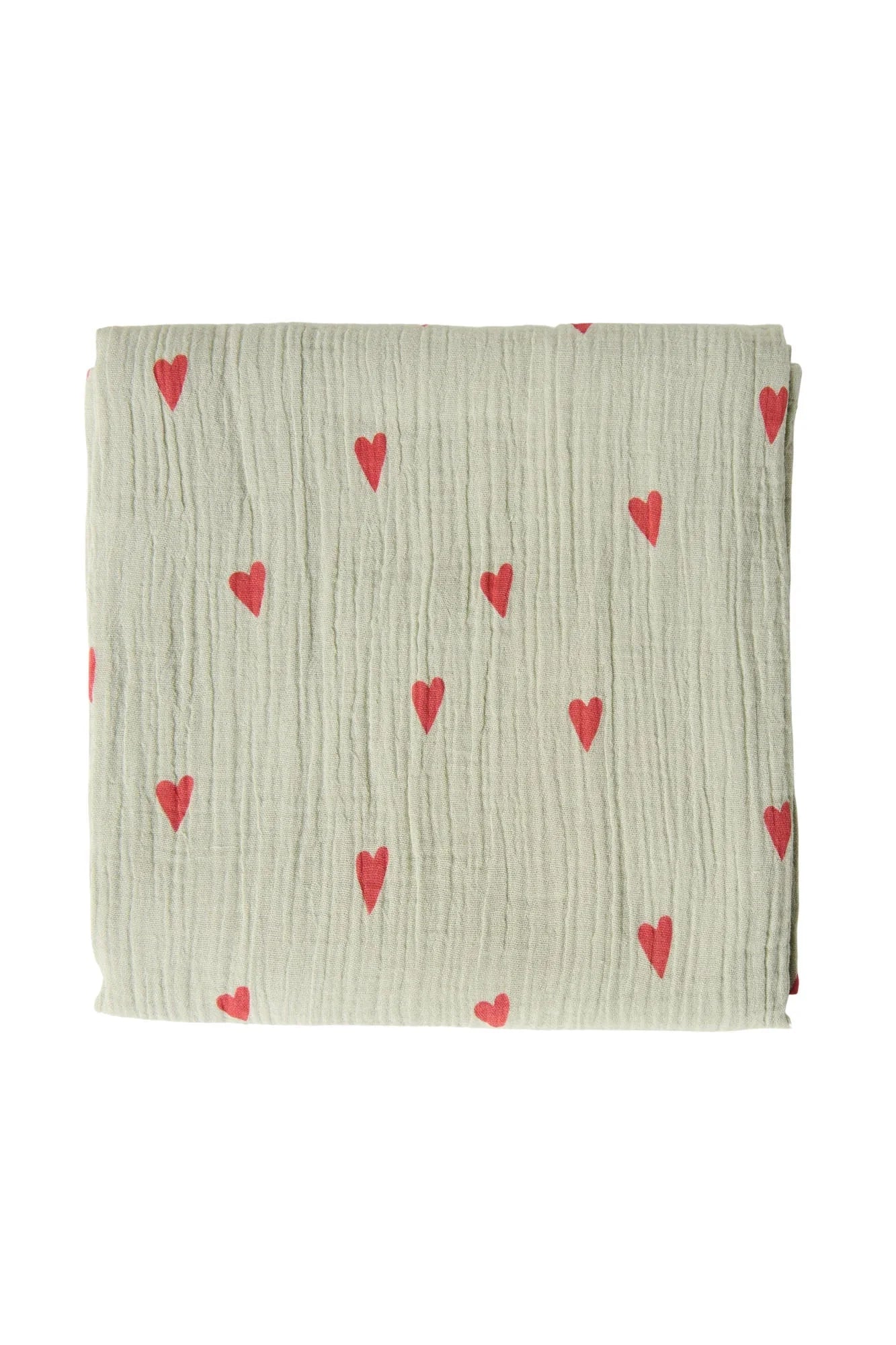 Mušelínová plena STUDIO NOOS Green Hearts 120 x 120 cm | Lavly.cz