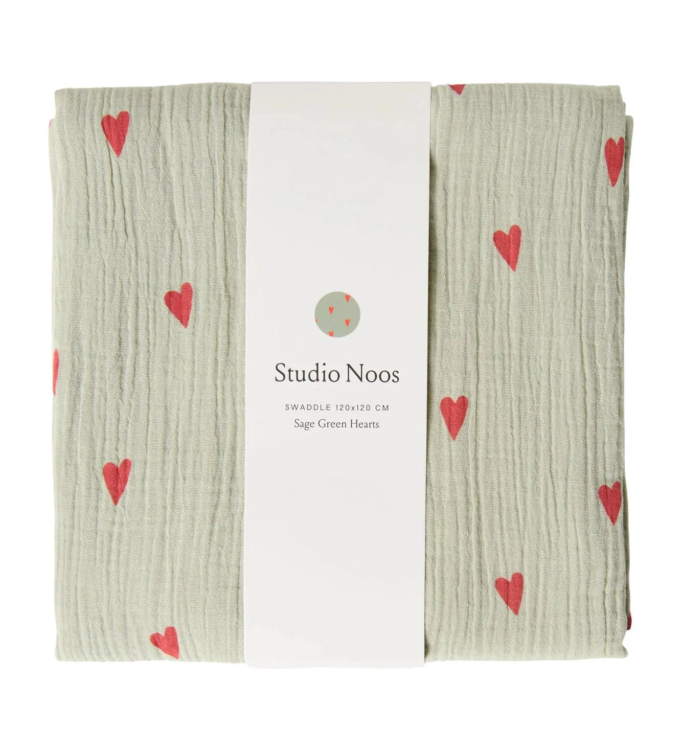 Mušelínová plena STUDIO NOOS Green Hearts 120 x 120 cm | Lavly.cz