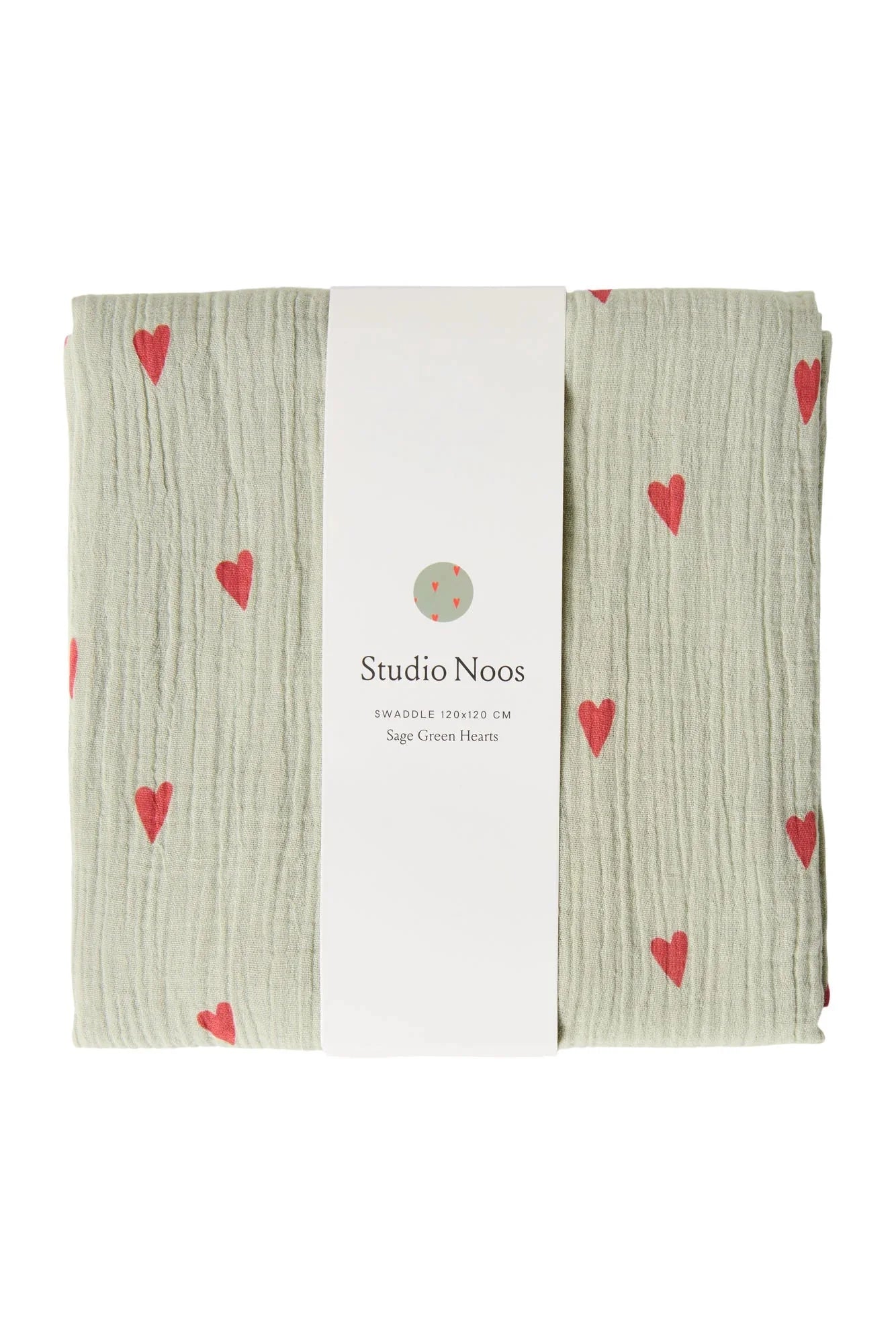 Mušelínová plena STUDIO NOOS Green Hearts 120 x 120 cm | Lavly.cz