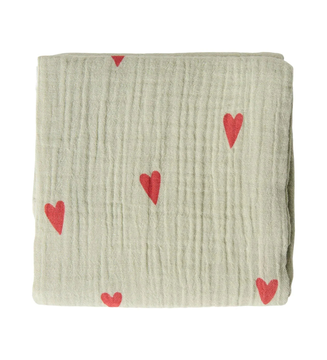 Mušelínová plena STUDIO NOOS Green Hearts 70 x 70 cm | Lavly.cz