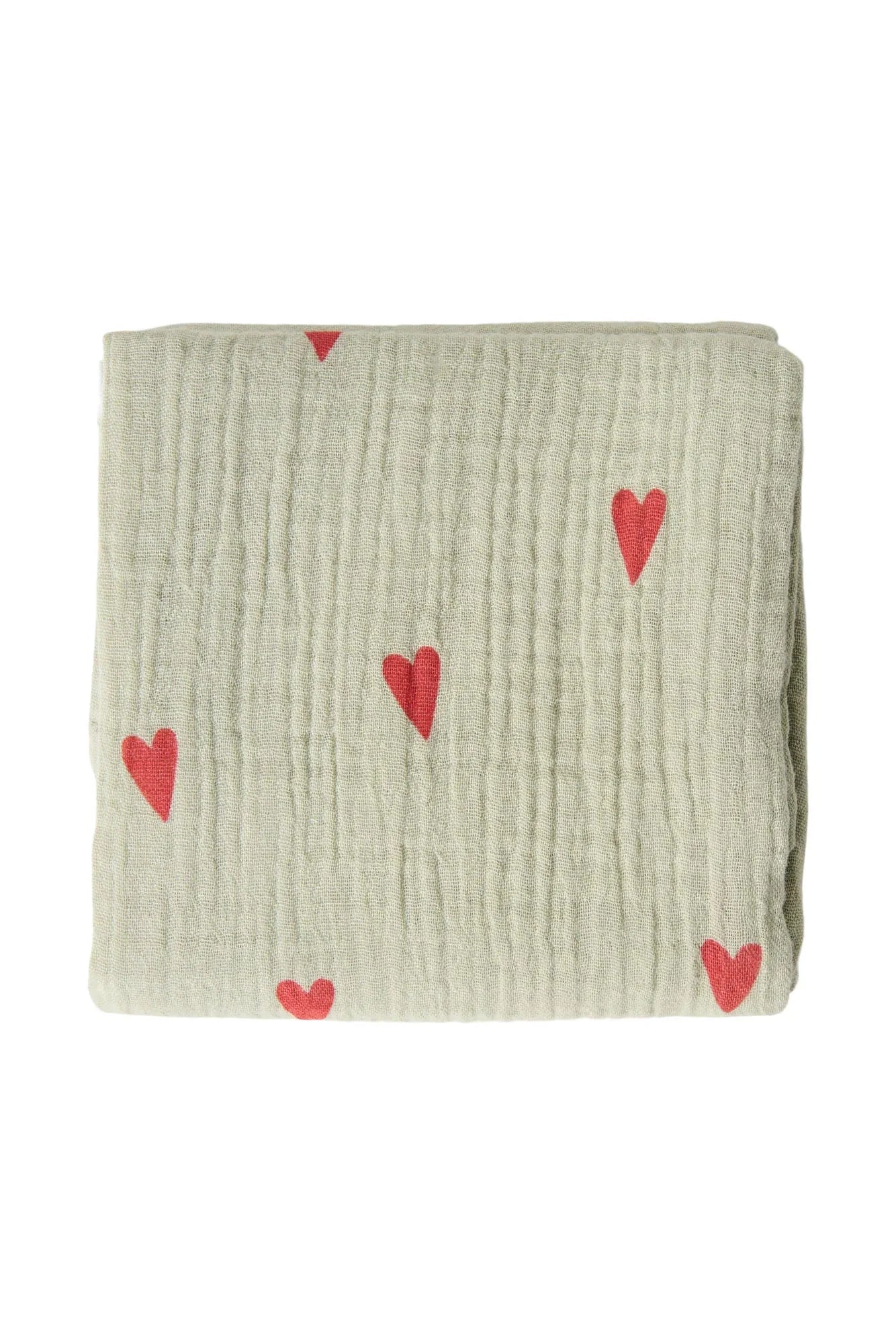 Mušelínová plena STUDIO NOOS Green Hearts 70 x 70 cm | Lavly.cz