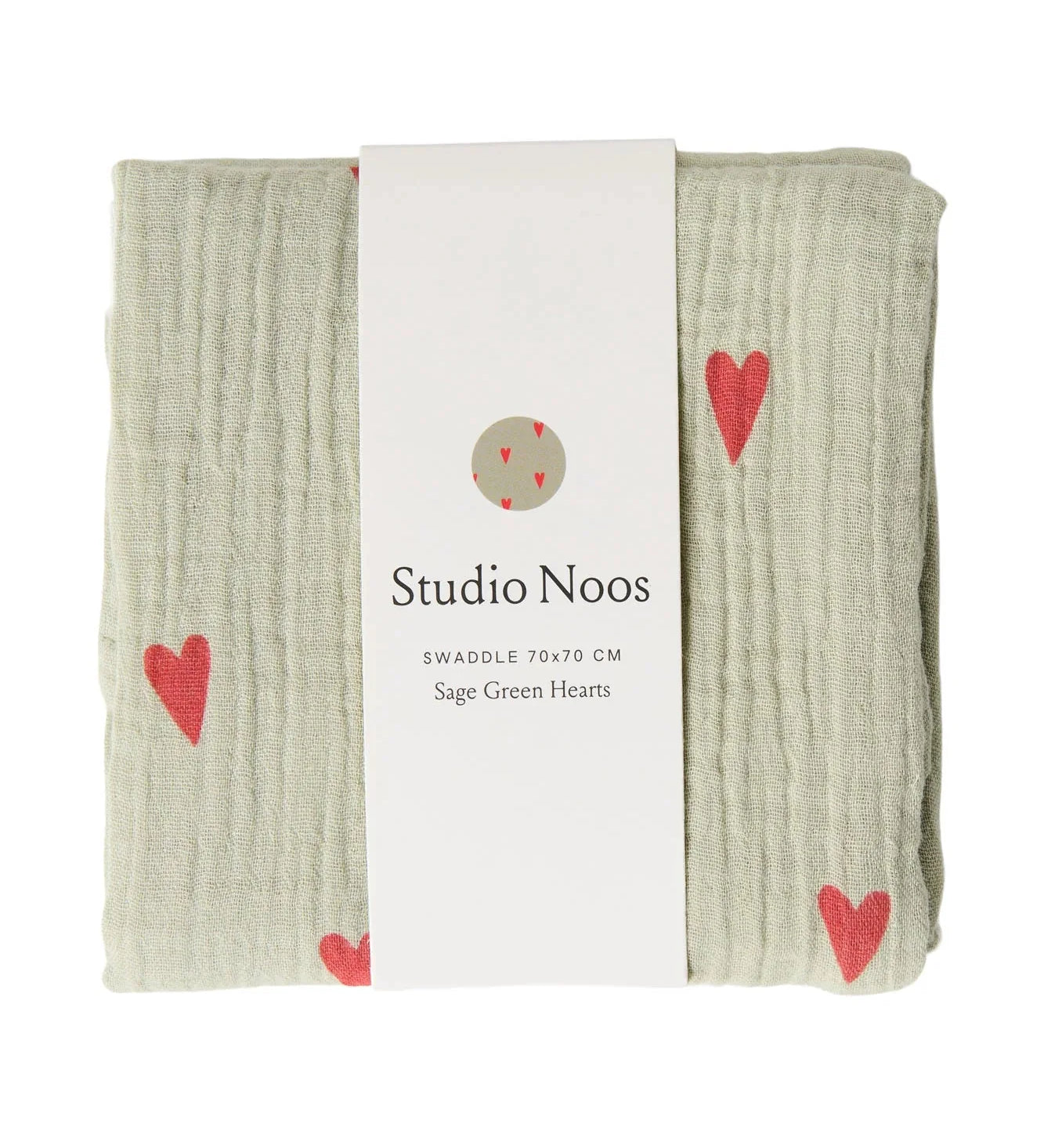 Mušelínová plena STUDIO NOOS Green Hearts 70 x 70 cm | Lavly.cz