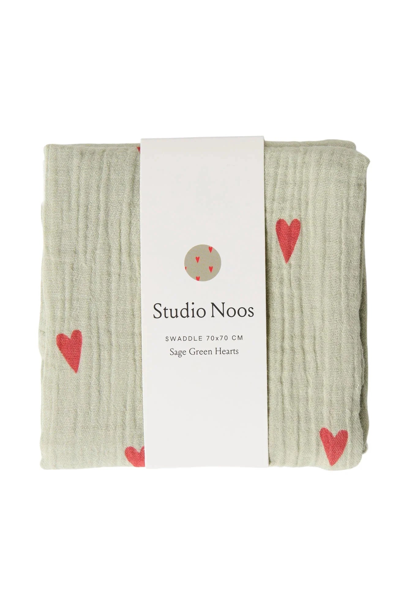Mušelínová plena STUDIO NOOS Green Hearts 70 x 70 cm | Lavly.cz