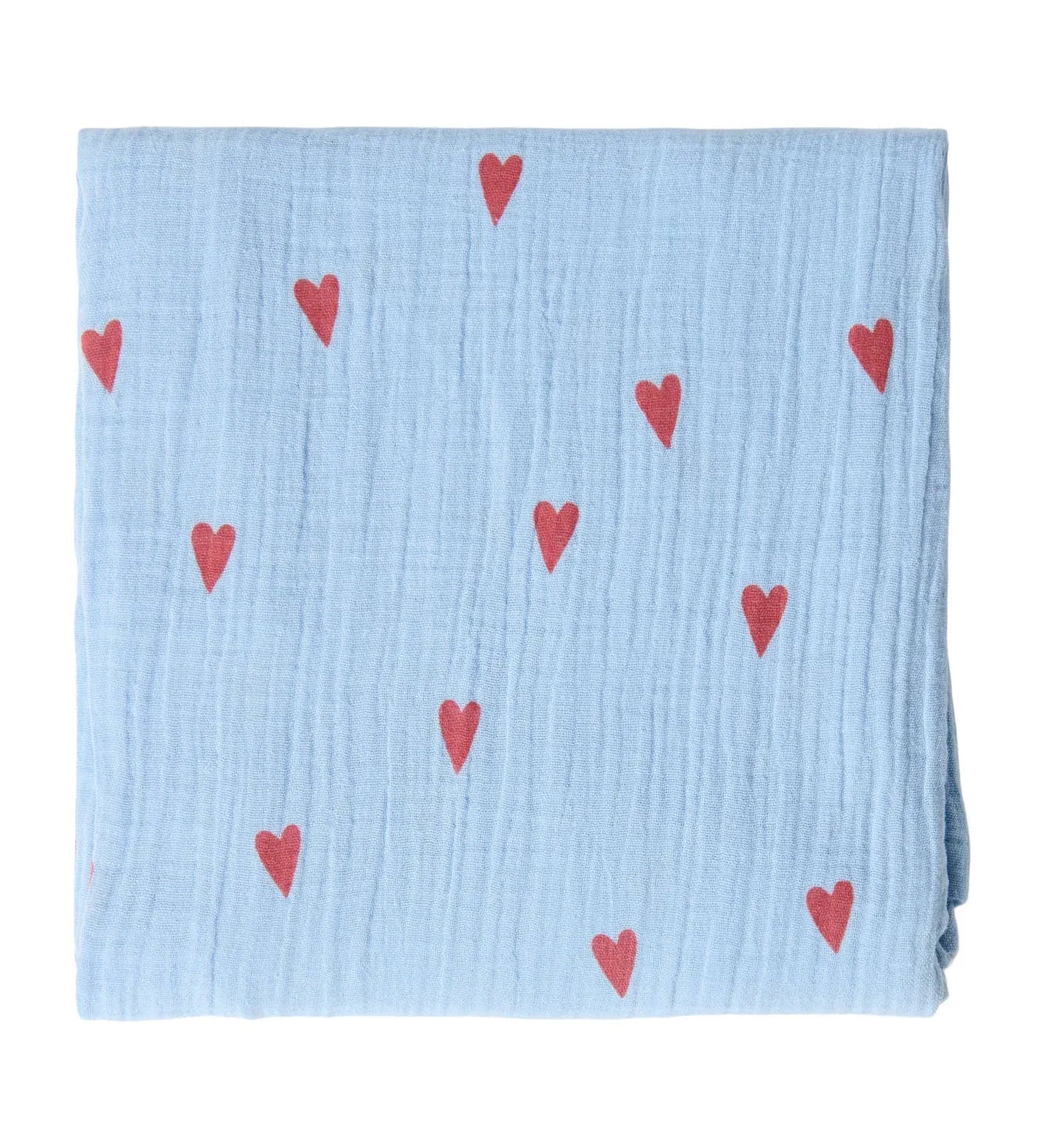 Mušelínová plena STUDIO NOOS Light Blue Hearts 120 x 120 cm | Lavly.cz