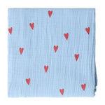Mušelínová plena STUDIO NOOS Light Blue Hearts 120 x 120 cm | Lavly.cz