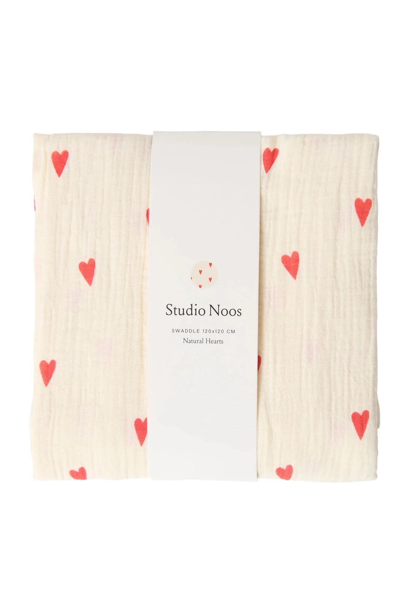 Mušelínová plena STUDIO NOOS Neutral Hearts 120 x 120 cm | Lavly.cz