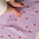 Mušelínová plena STUDIO NOOS Purple Hearts | Lavly.cz