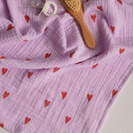 Mušelínová plena STUDIO NOOS Purple Hearts | Lavly.cz