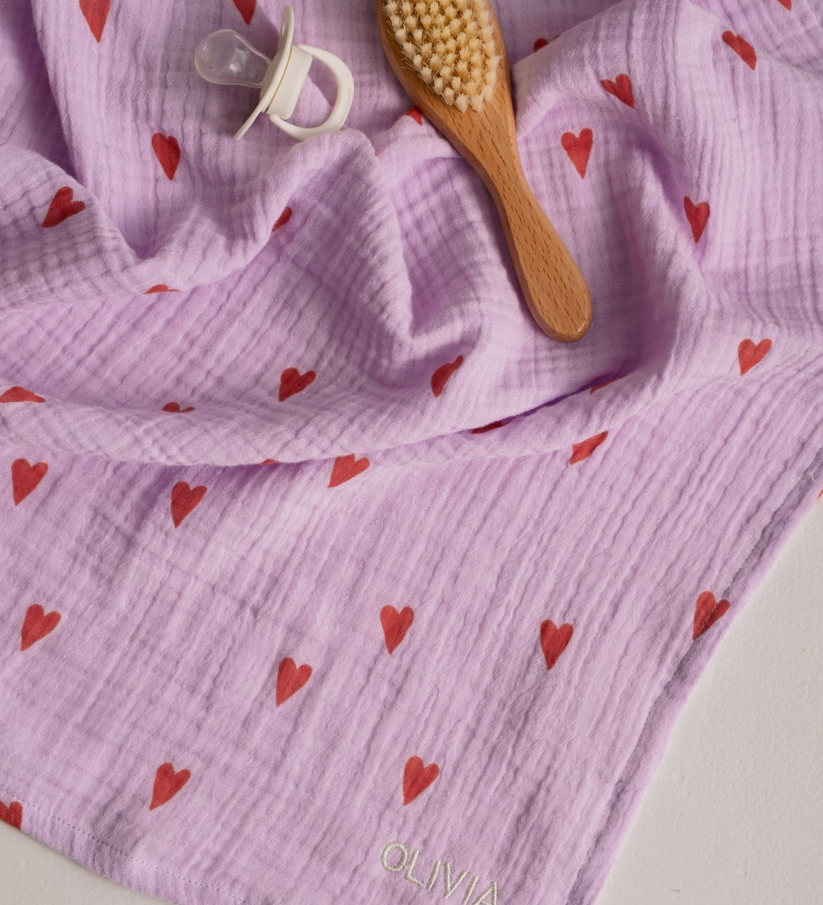 Mušelínová plena STUDIO NOOS Purple Hearts | Lavly.cz