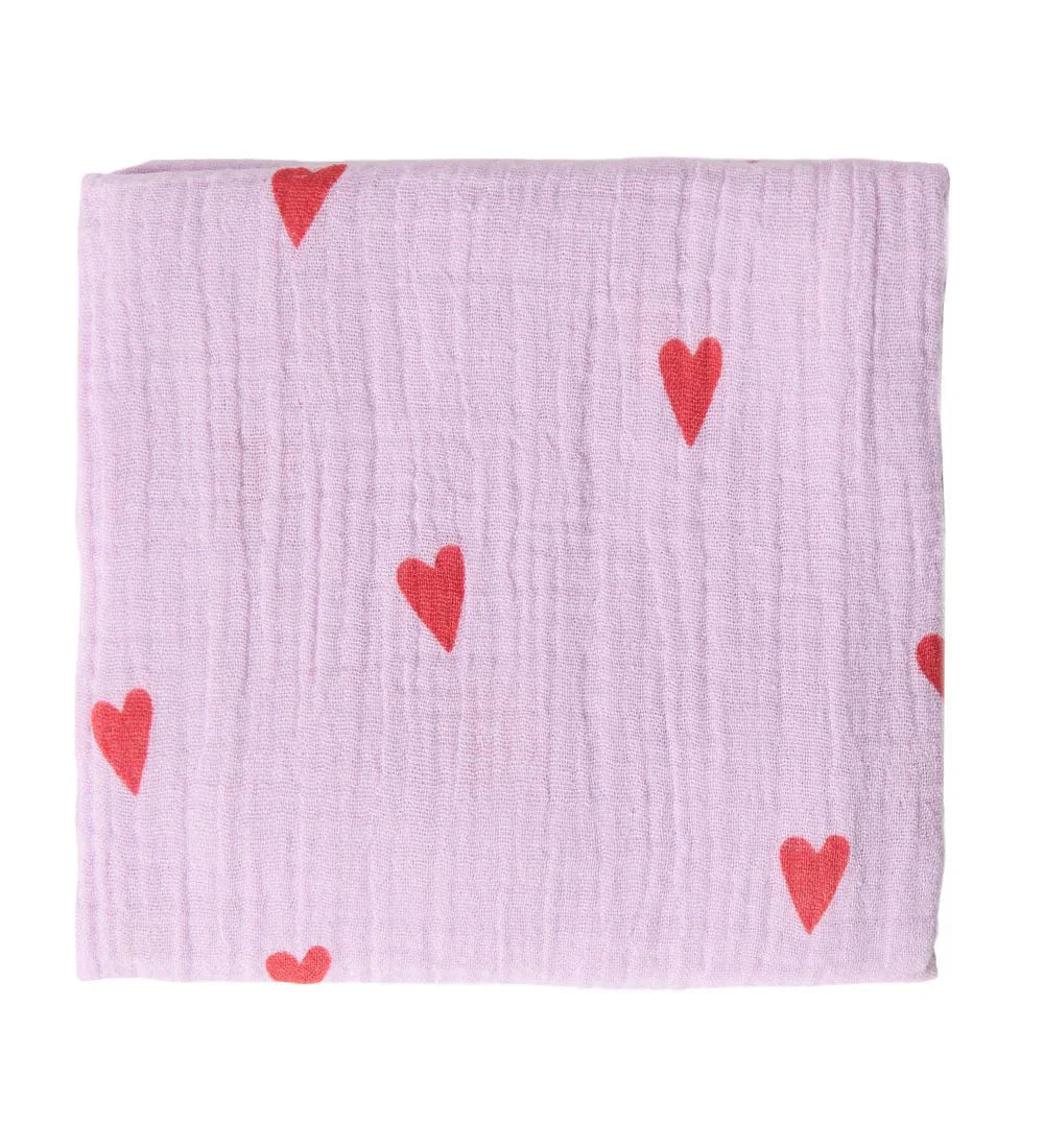 Mušelínová plena STUDIO NOOS Purple Hearts | Lavly.cz