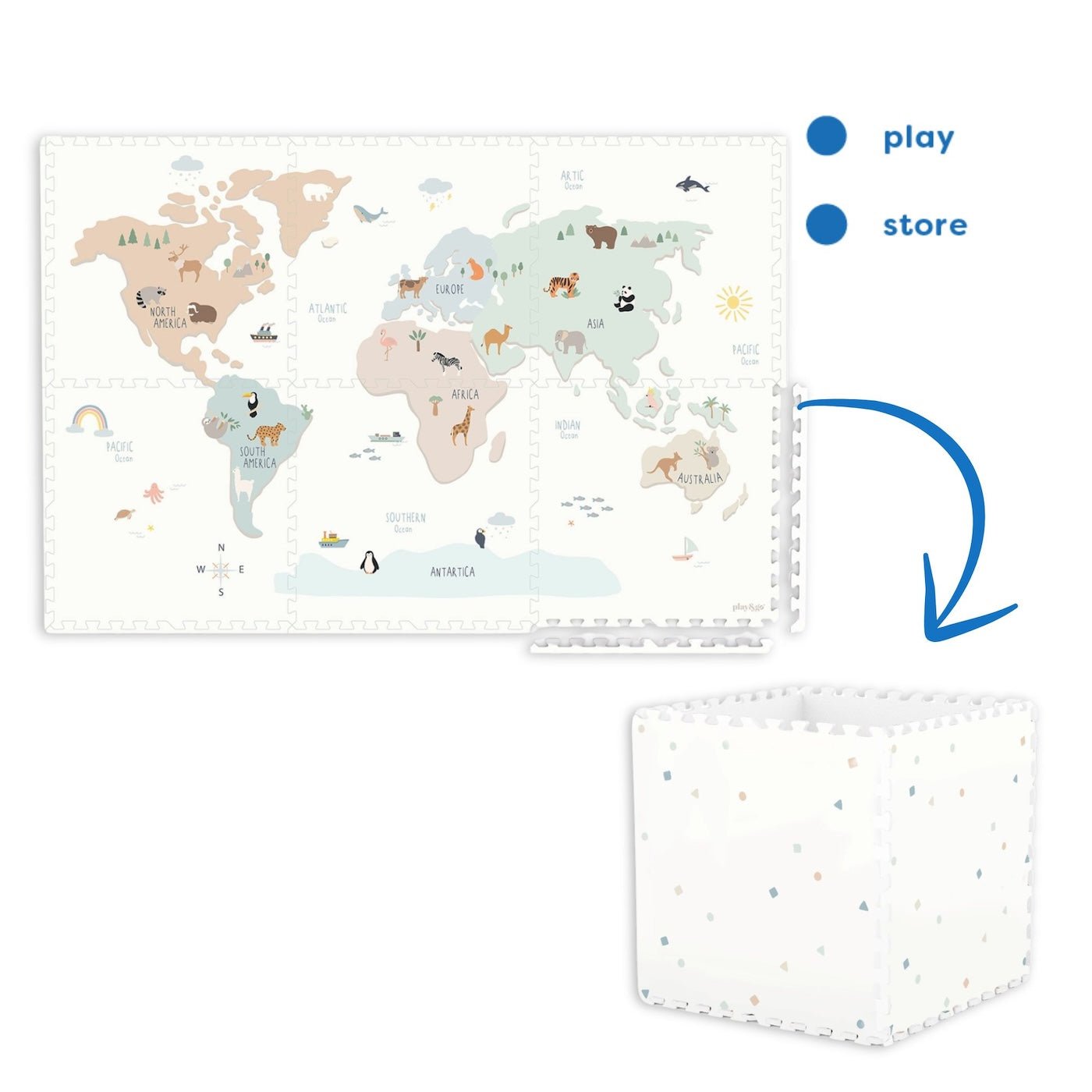 Oboustranná puzzle podložka PLAY&GO Mapa světa | Lavly.cz