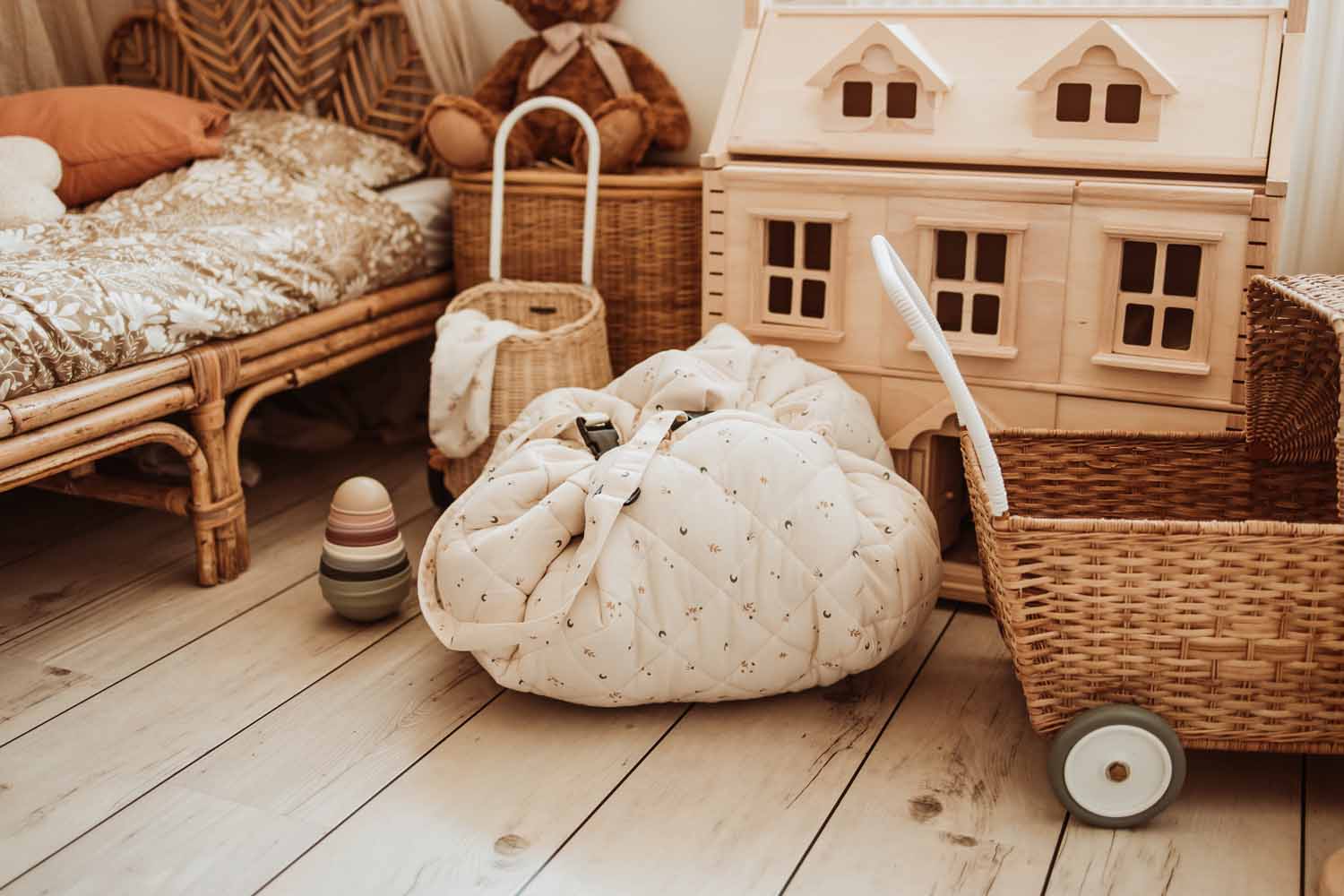 PLAY&GO BABY Organic Hrací podložka / Vak na hračky / Taška Moon | Lavly.cz