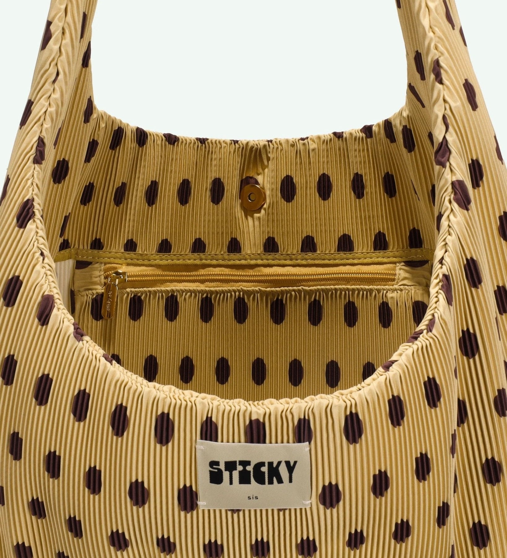 Plisovaná taška THE STICKY SIS CLUB Dots Hay + Chocolate | Lavly.cz