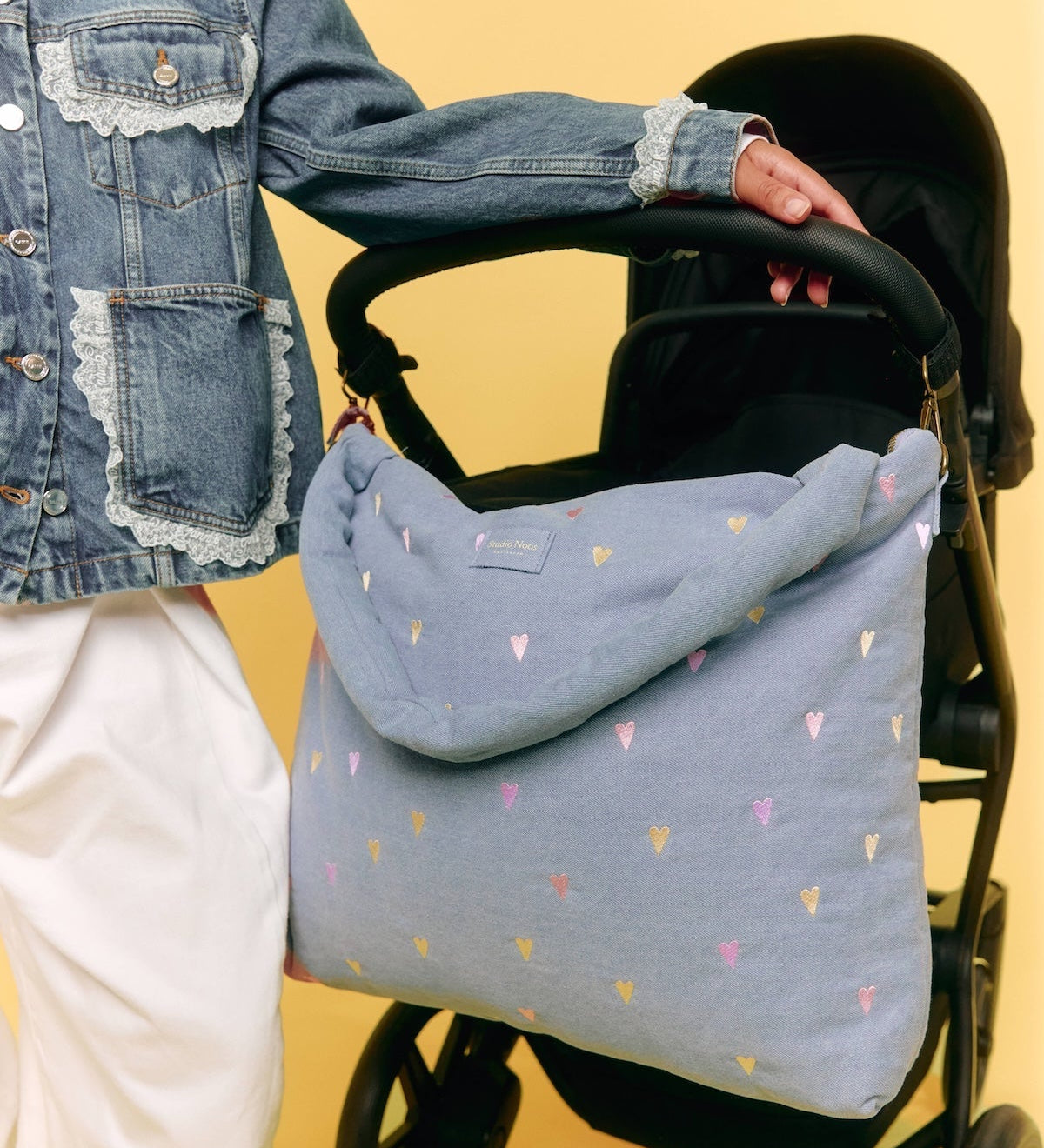 Přebalovací taška STUDIO NOOS Light Blue Hearts Denim | Lavly.cz