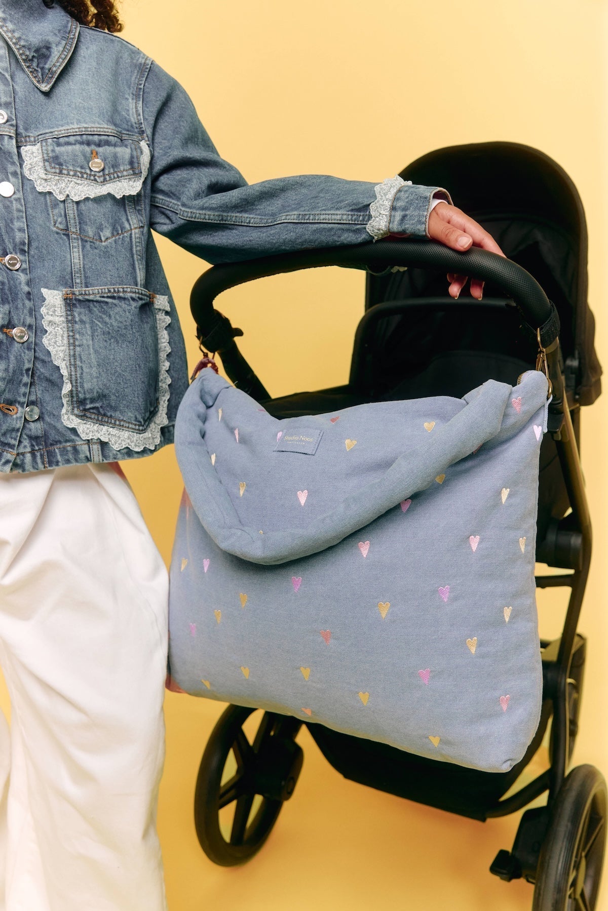 Přebalovací taška STUDIO NOOS Light Blue Hearts Denim | Lavly.cz