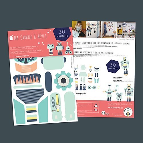 Sada magnetických obrázků Ma Cabane a Reves Roboti | Stylové doplňky pro děti a ženy | Lavly.cz