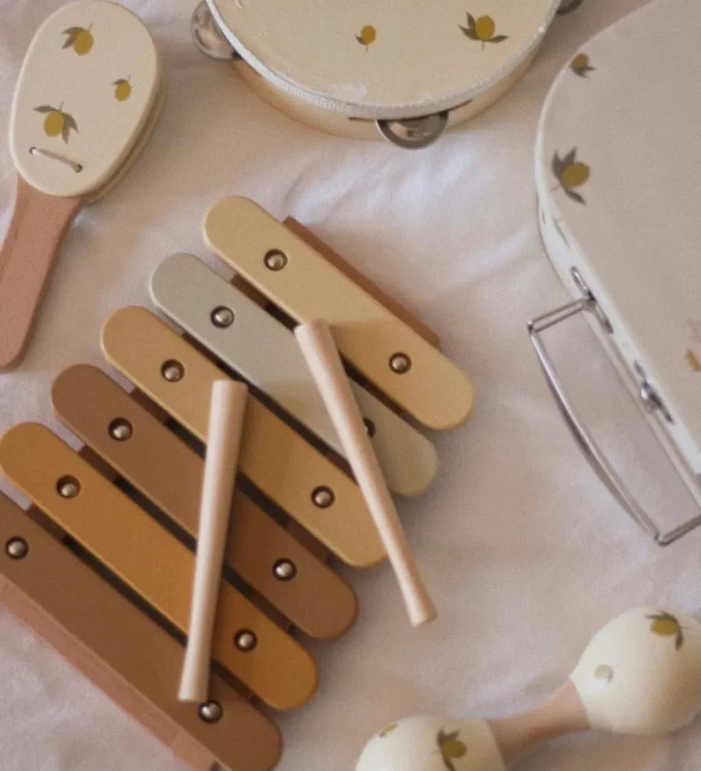 Set čtyř hudebních nástrojů KONGES SLOJD Lemon Glossy | Stylové doplňky pro děti a ženy | Lavly.cz