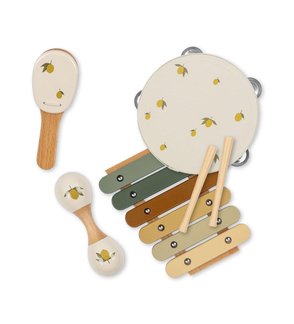 Set čtyř hudebních nástrojů KONGES SLOJD Lemon Glossy | Stylové doplňky pro děti a ženy | Lavly.cz