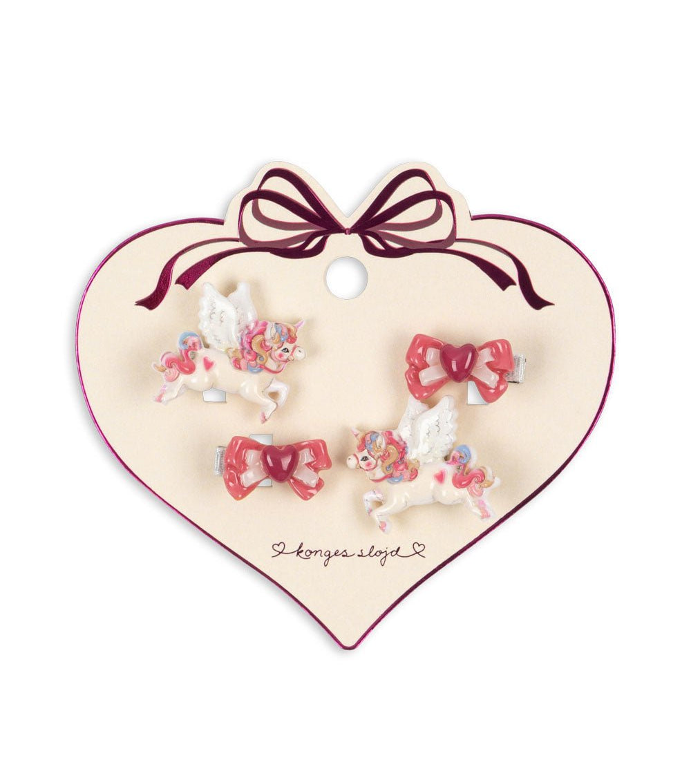 Sponky KONGES SLOJD Unicorn + mašličky 4 kusy | Stylové doplňky pro děti a ženy | Lavly.cz