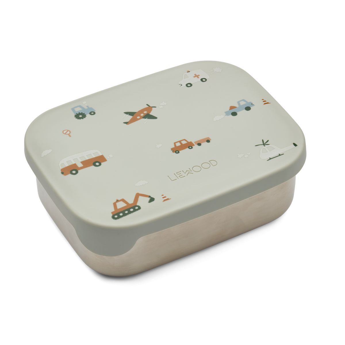 Svačinový box LIEWOOD Arthur Dopravní prostředky / Dove Blue | Stylové doplňky pro děti a ženy | Lavly.cz