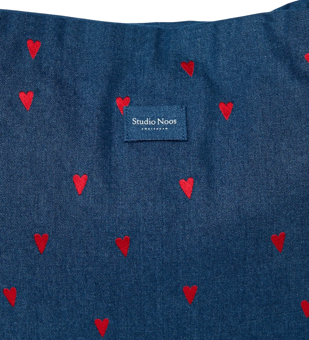 Taška Mom Bag STUDIO NOOS Dark Blue Red Hearts Denim | Lavly.cz