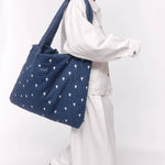 Taška Mom Bag STUDIO NOOS Dark Blue White Hearts Denim | Lavly.cz