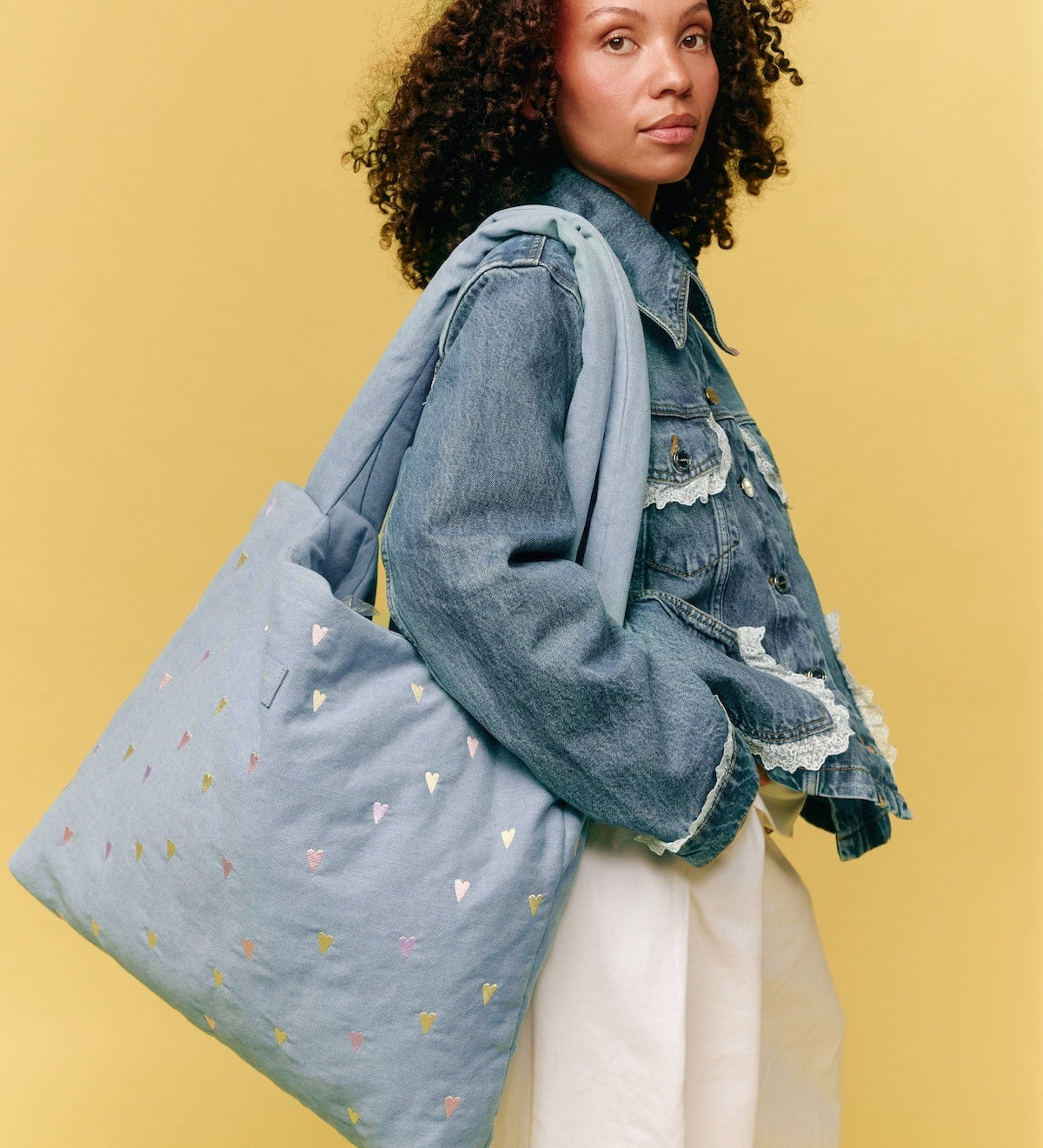 Taška Mom Bag STUDIO NOOS Light Blue Hearts Denim | Lavly.cz