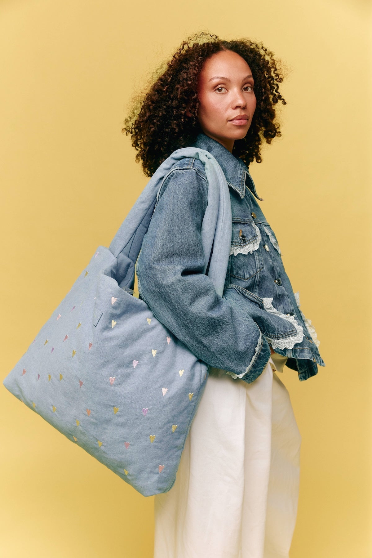Taška Mom Bag STUDIO NOOS Light Blue Hearts Denim | Lavly.cz