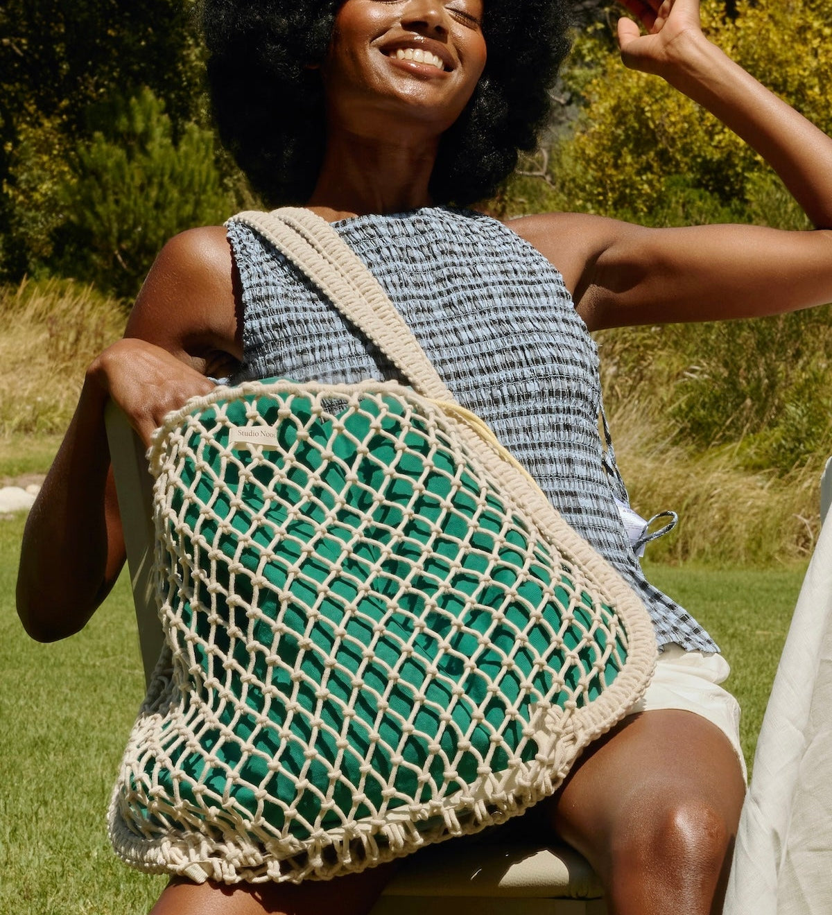 Taška Mom Bag STUDIO NOOS Macrame Natural Purple - Green | Lavly.cz