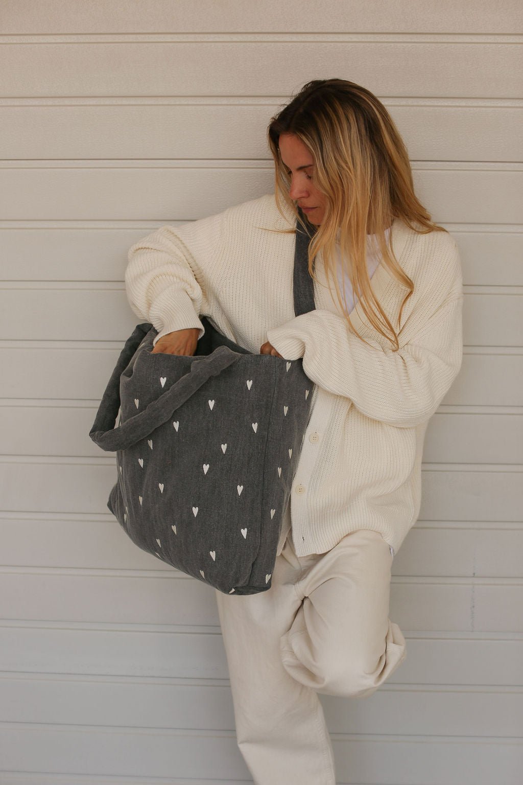 Taška STUDIO NOOS Grey Denim Hearts | Stylové doplňky pro děti a ženy | Lavly.cz
