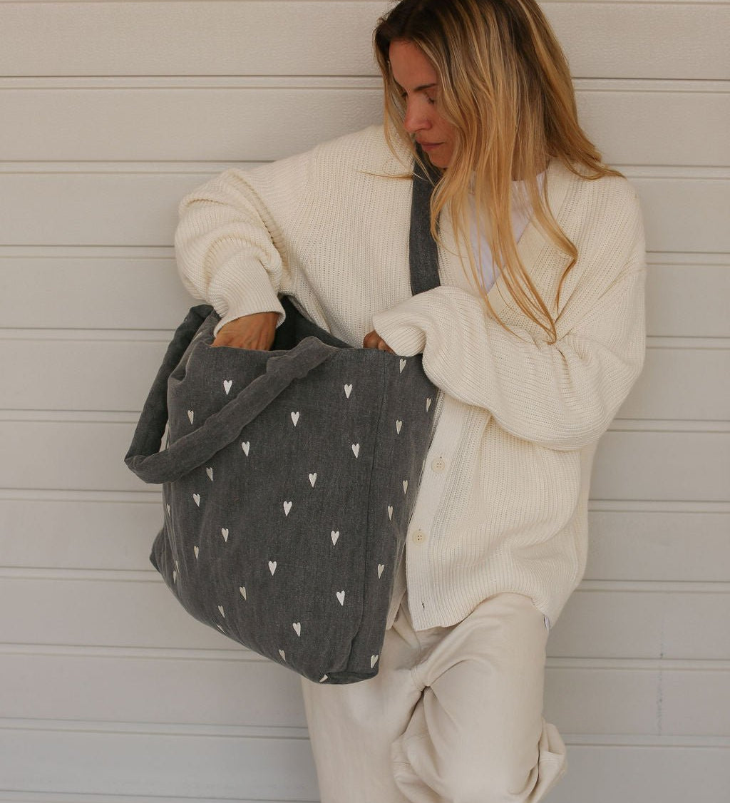 Taška STUDIO NOOS Grey Denim Hearts | Stylové doplňky pro děti a ženy | Lavly.cz