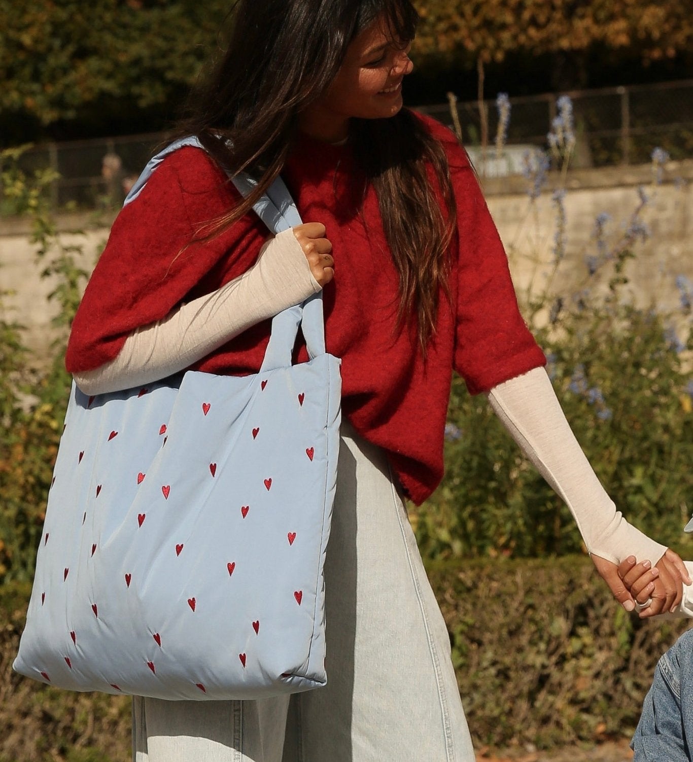 Taška STUDIO NOOS Light Blue Hearts Puffy | Lavly.cz