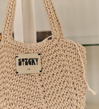 Taška THE STICKY SIS CLUB Crochet Bag Bone | Lavly.cz
