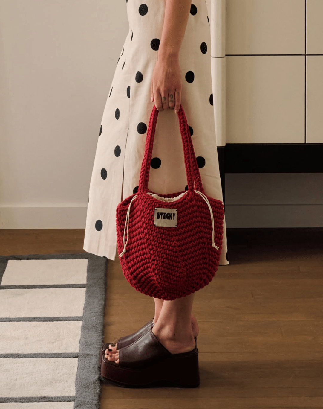 Taška THE STICKY SIS CLUB Crochet Bag Chilli | Lavly.cz