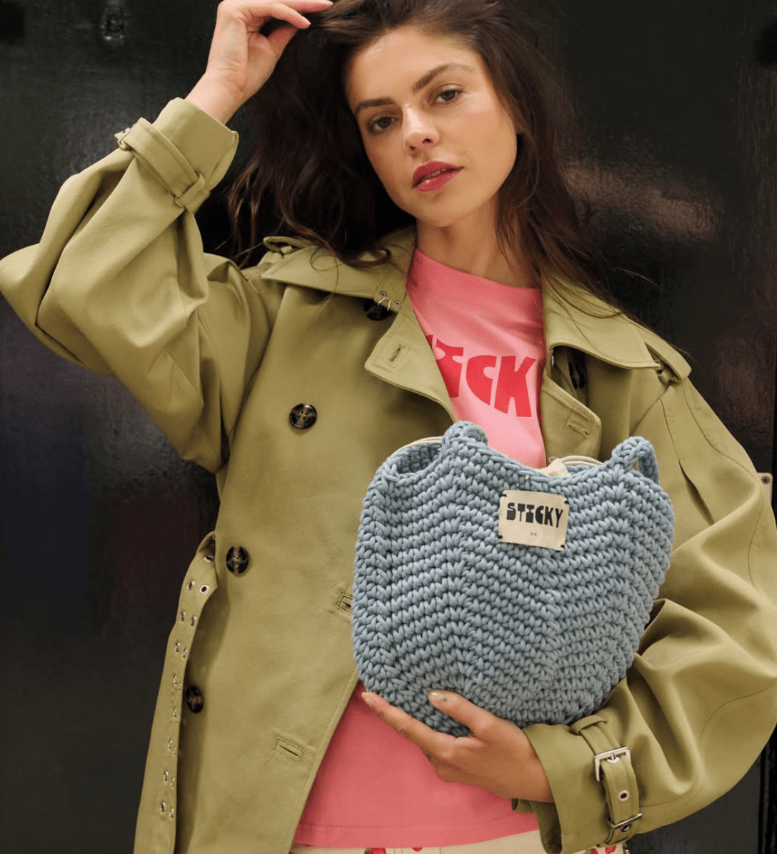 Taška THE STICKY SIS CLUB Crochet Bag Sky | Lavly.cz